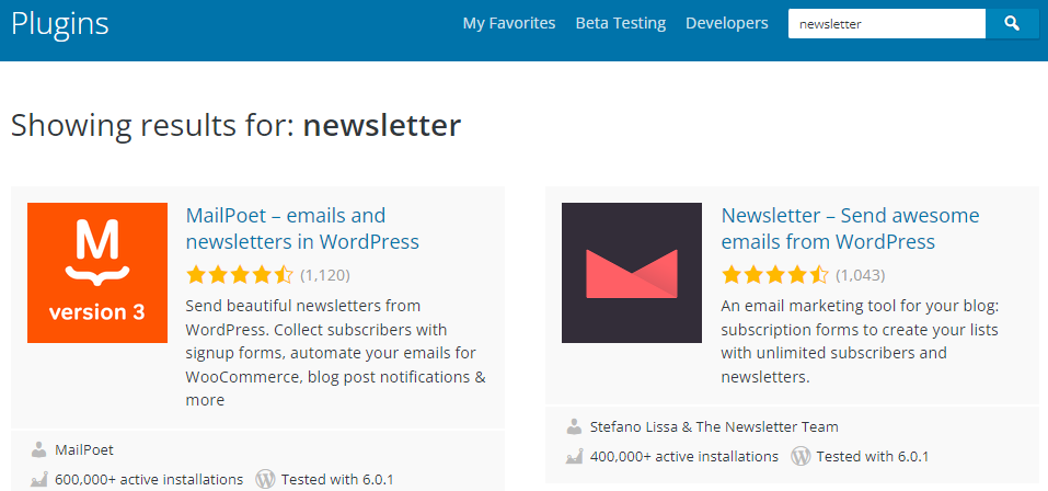 plugin newsletter