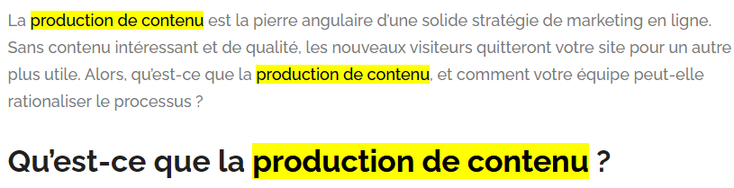 production de contenu